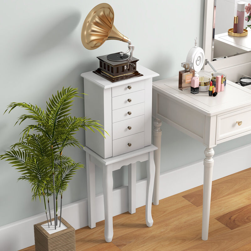 2 Colors Armoire Storage Standing Jewelry Cabinet with Mirror
