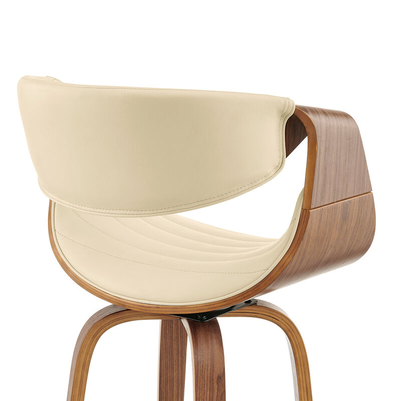 Arya Swivel Counter Stool in Faux Leather and Wood