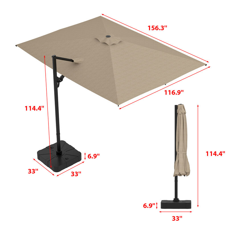FUFU&GAGA Navy Blue Cantilever Umbrella | Heavy-Duty Outdoor Sunshade with Rotating Base