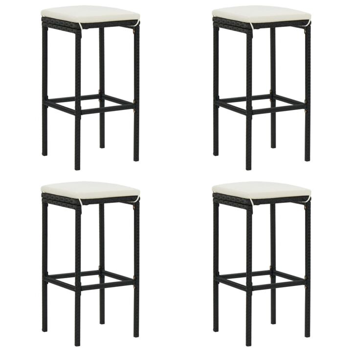 vidaXL 5 Piece Garden Bar Set with Cushions Poly Rattan Black