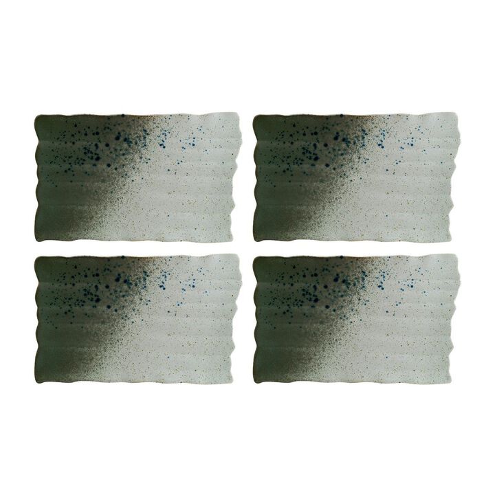 Gaia 11" x 7.25" Rectangular Decorated Porcelain Plate (Set of 4)
