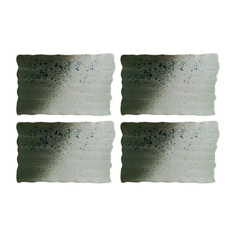 Gaia 11" x 7.25" Rectangular Decorated Porcelain Plate (Set of 4)