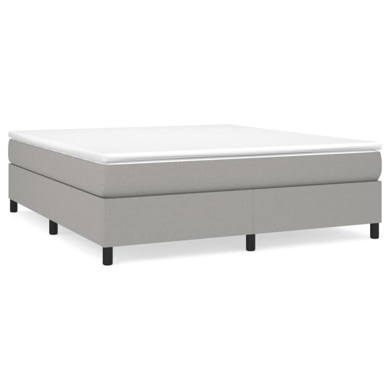 vidaXL King Size Box Spring Bed Frame in Light Gray - Fabric, Plywood, and Engineered Wood Construction Mattress Compatibility - 76"x79.9"