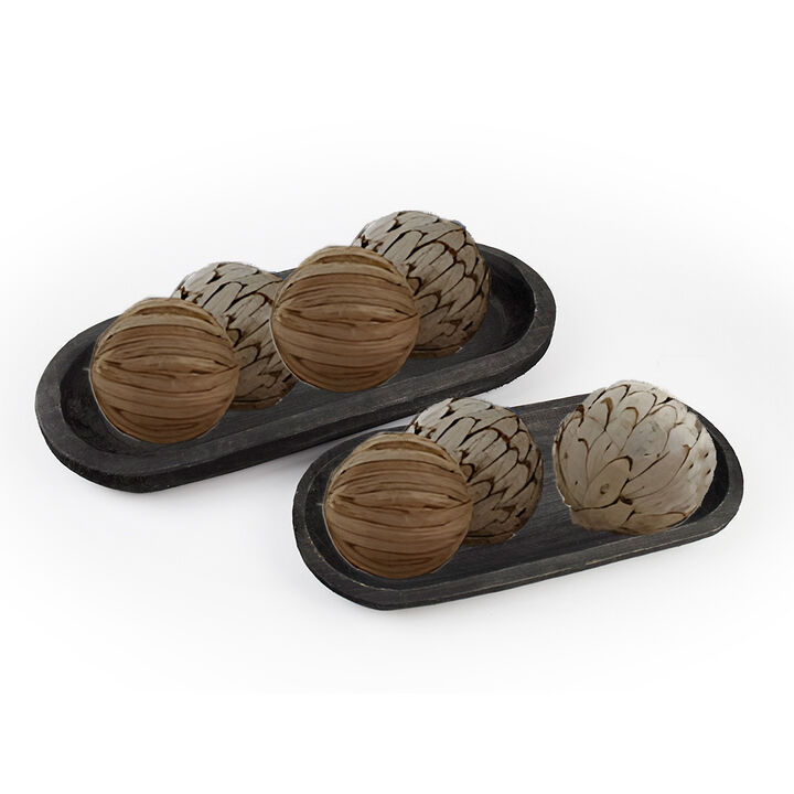 Wooden Tray Set of 2 for Stylish Tabletop and Storage