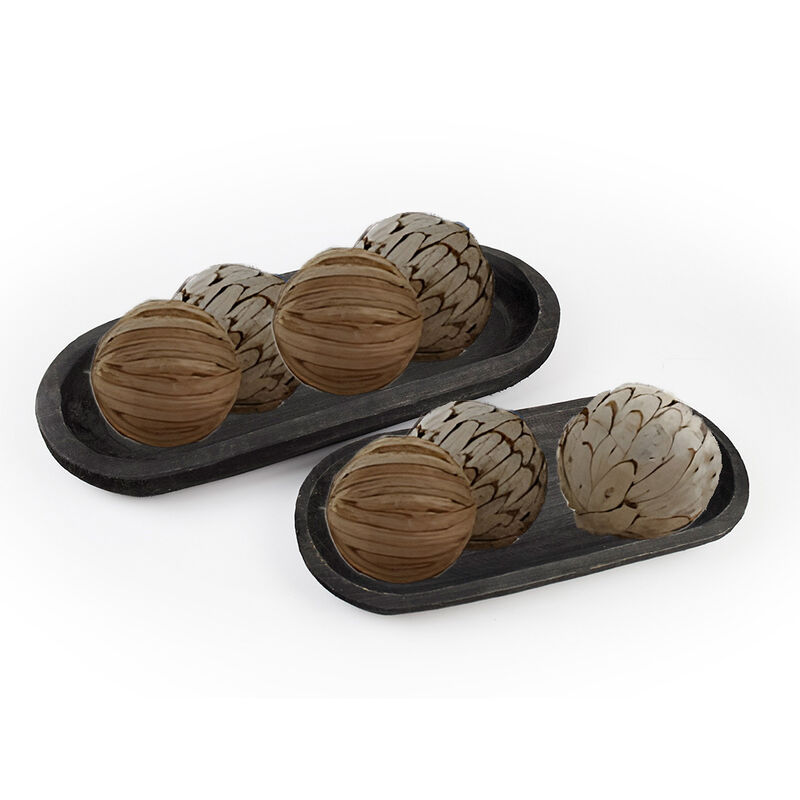 Wooden Tray Set of 2 for Stylish Tabletop and Storage