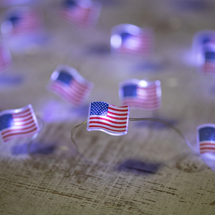 20-Count Patriotic Americana USA Flag LED Fairy Lights  6.25ft  Copper Wire