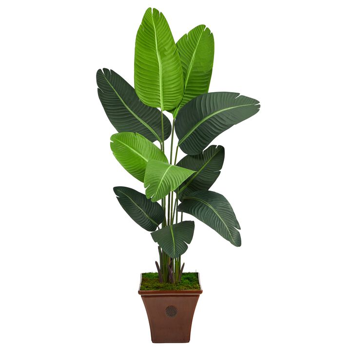 Hivvago 5.5 Feet Travelers Palm Artificial Tree in Brown Planter