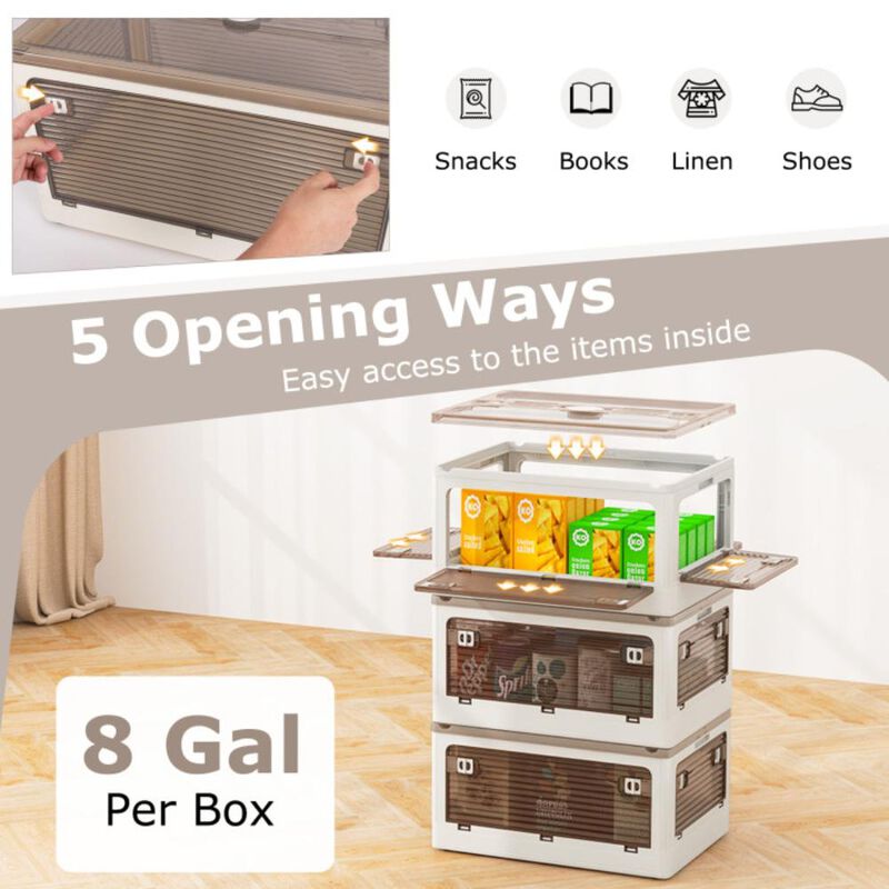 Hivvago 3-Pack Stackable Storage Bins with Lids with 5 Opening Ways