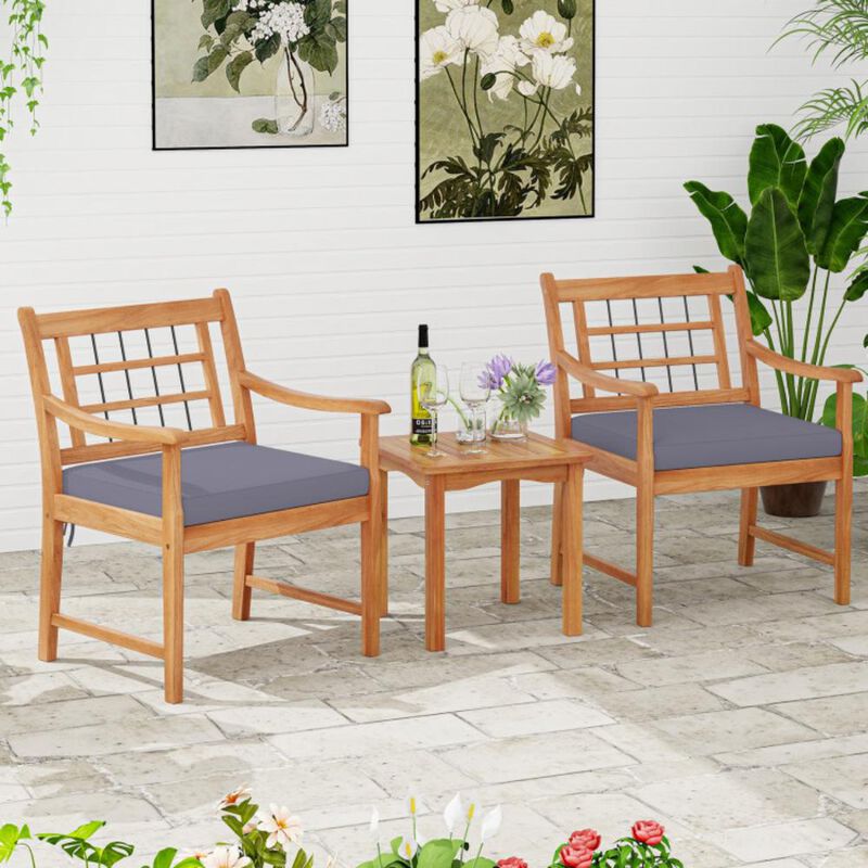 Hivvago 3 Piece Wood Patio Furniture Set with Seat Cushions and Acacia Wood Frame