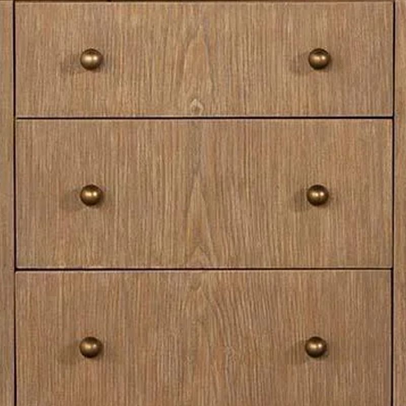 Hiz 29 Inch 3 Drawer Nightstand with Dual USB Ports, Brass Legs, Brown-Benzara