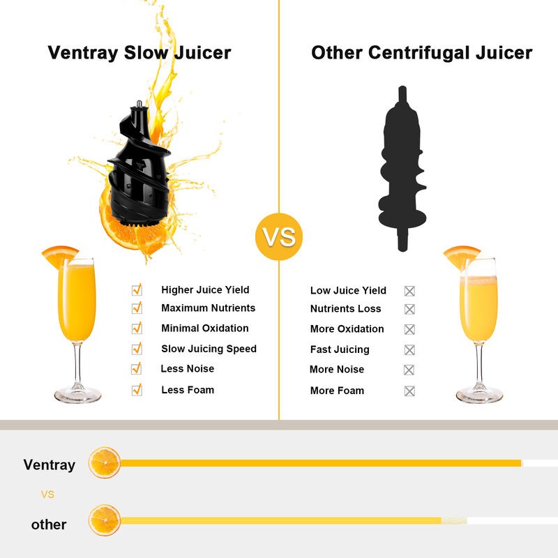 VENTRAY Cold Press Juicer, Masticating Juicer, Compact Slow Press Juice Extractor