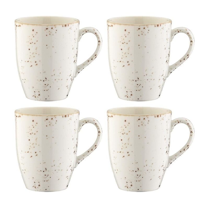 Grain dia.3.25" h:4.25" 11 oz. Round Decorated Porcelain Mug (Set of 4)