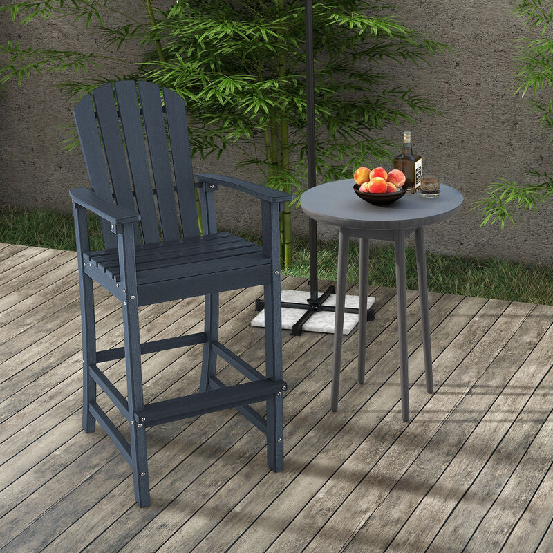 30 Inches Counter Height Outdoor HDPE Bar Stool with Armrests and Footrest