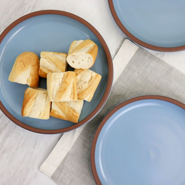 Gibson Elite Dumont 4 Piece Terracotta 10.8in Dinner Plate Set in Light Blue