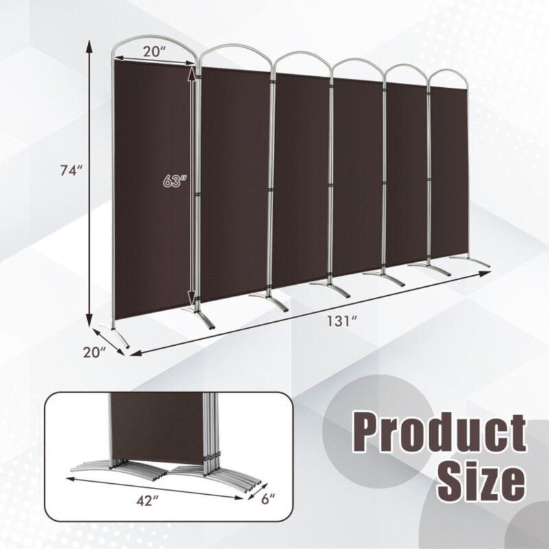 Hivvago 6.2Ft Folding 6-Panel Room Divider for Home Office Living Room