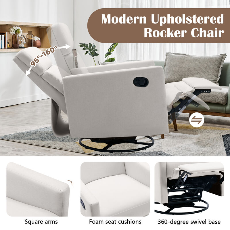 Merax Modern Upholstered Rocker Nursery Chair Plush Seating Glider Swivel Recliner Chair