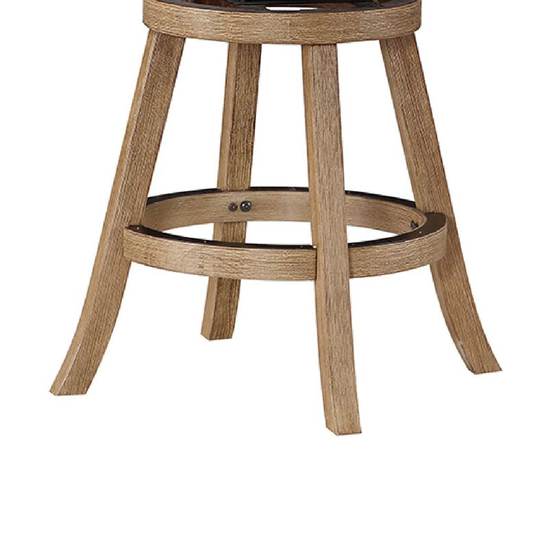 Adam Solid Wood Swivel Counter Stool, Slatted Back