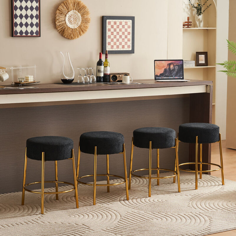 24" Contemporary Upholstered Bar Stools, Set of 2