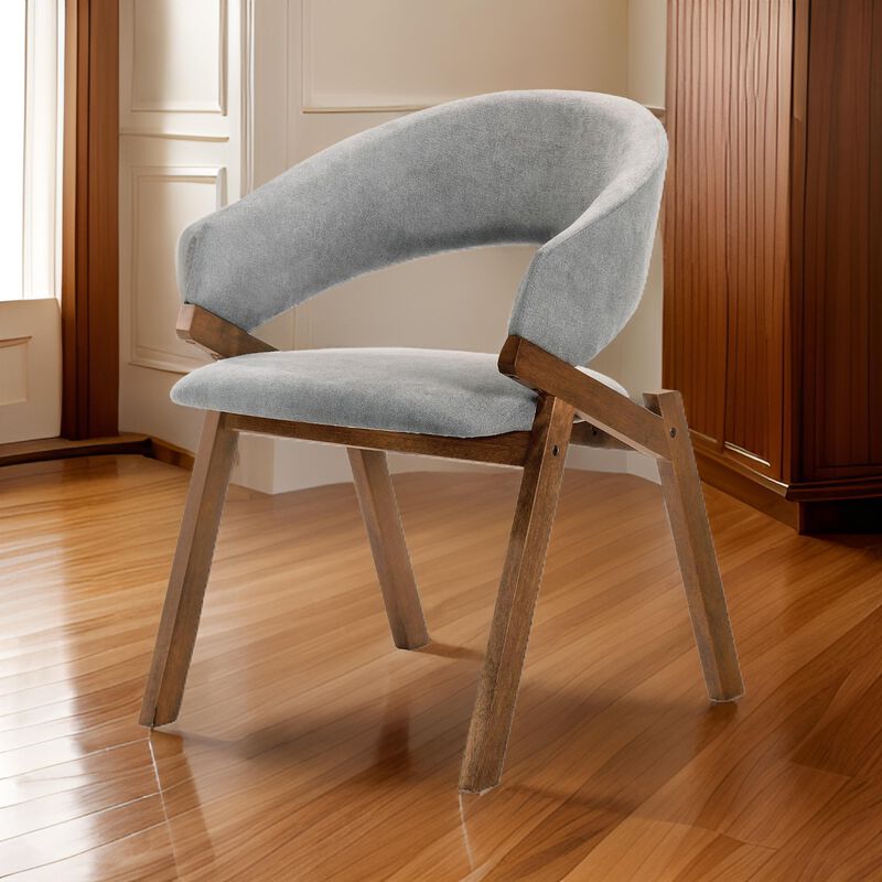 Talulah Gray Fabric and Walnut Veneer Dining Side Chairs - Set of 2 - Benzara