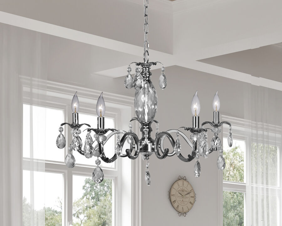 27.5" Polished Chrome Crosshatch Pattern Chandelier