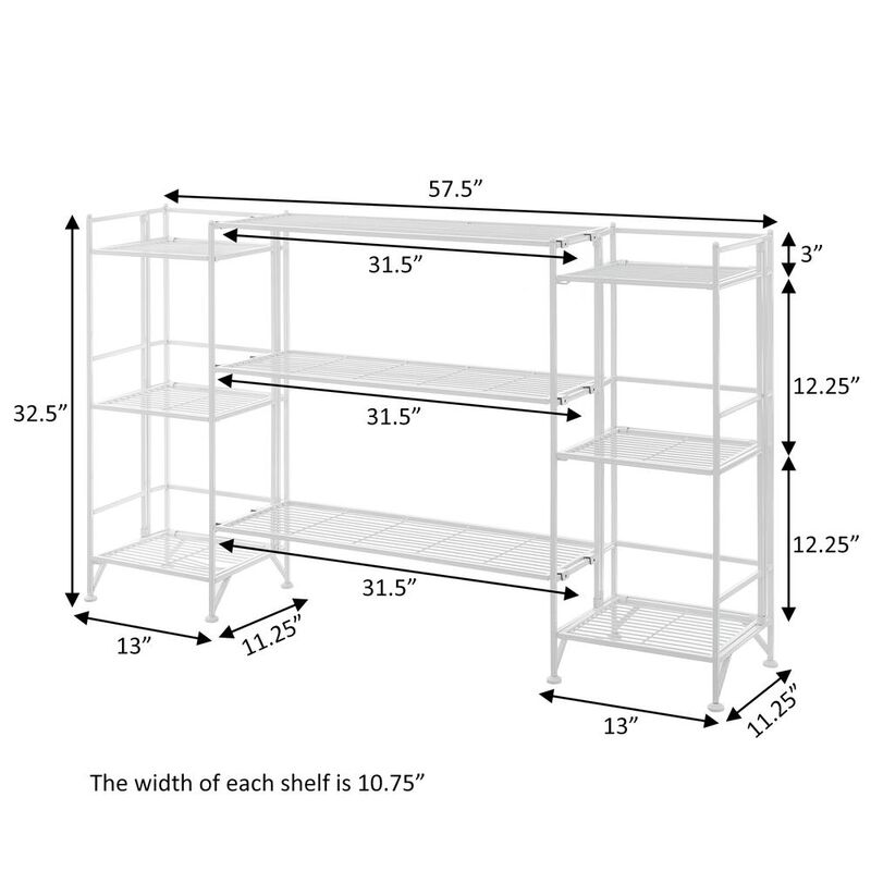 Convenience Concepts Xtra Storage 3 Tier Folding Metal Shelves with Set of 3 Deluxe Extension Shelves
