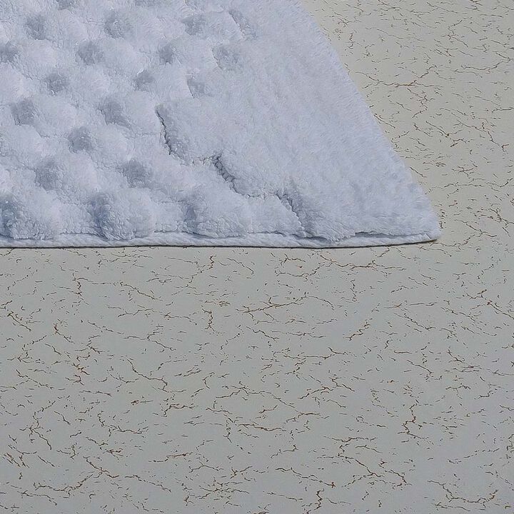 Knightsbridge Luxurious Block Pattern High Quality Year Round Cotton with Non-Skid Back Bath Rug