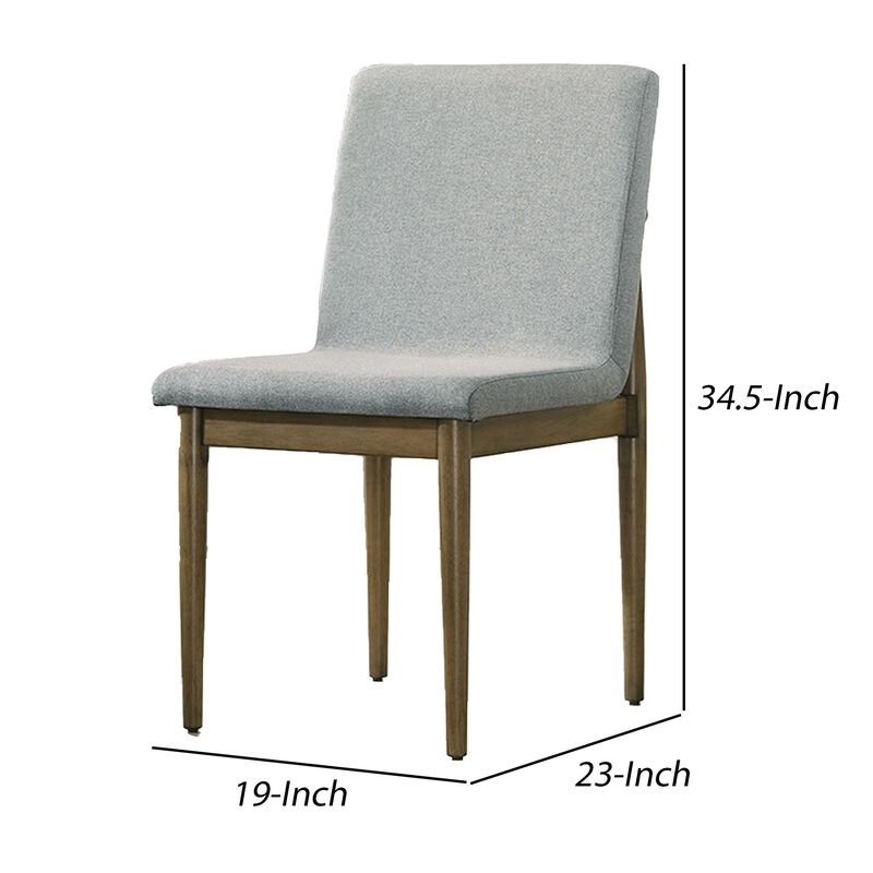 19 Inch Dining Chair, Set of 2, Gray Fabric, Parson Style, Cushioned Seat-Benzara