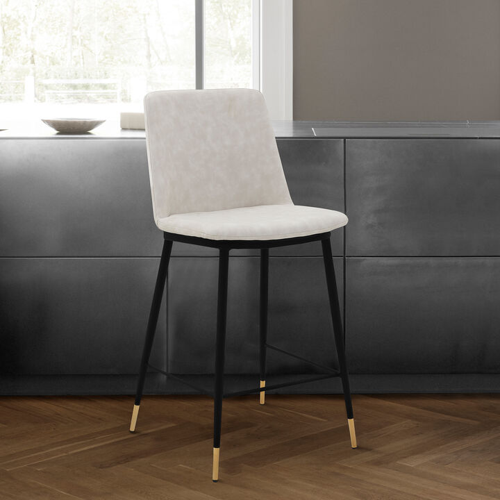 Messina  Cream Faux Leather and Metal Counter Height Bar Stool