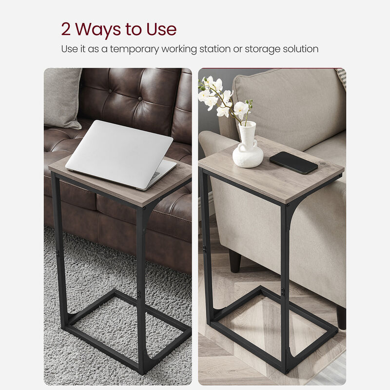 Sofa Side Table with C-Shaped Metal Frame Design