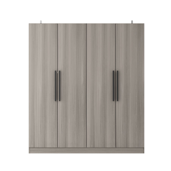 FUFU&GAGA 4-Door White Wardrobe Closet with Ample Storage and Elegant Design (63" W x 19.7" D x 70.9" H ) ,White