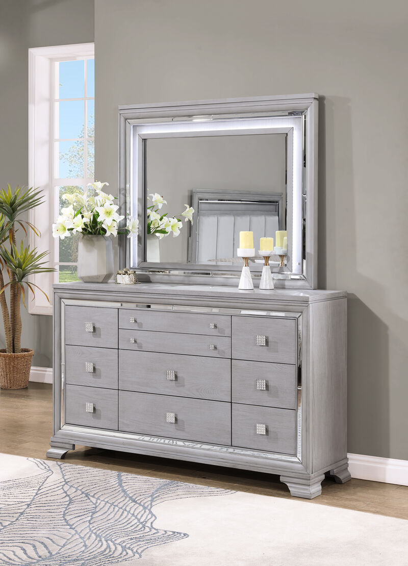 Padua 49 in. W x 40 in. H Rectangle Framed Washed Gray Dresser Mirror