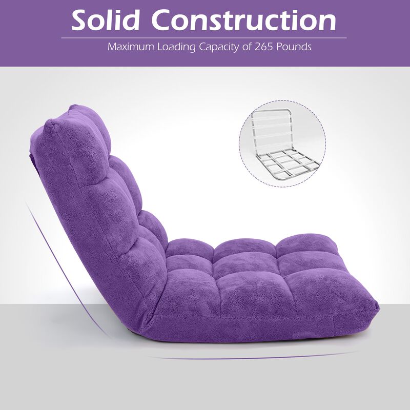 Adjustable 14-Position Floor Chair Folding Lazy Gaming Sofa Chair