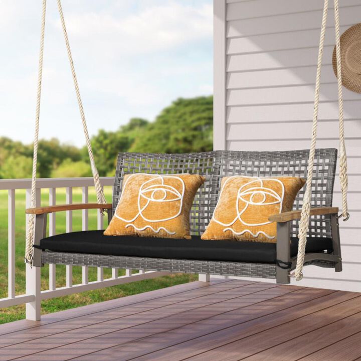 Hivvago 2-Person Patio Wicker Hanging Swing Chair