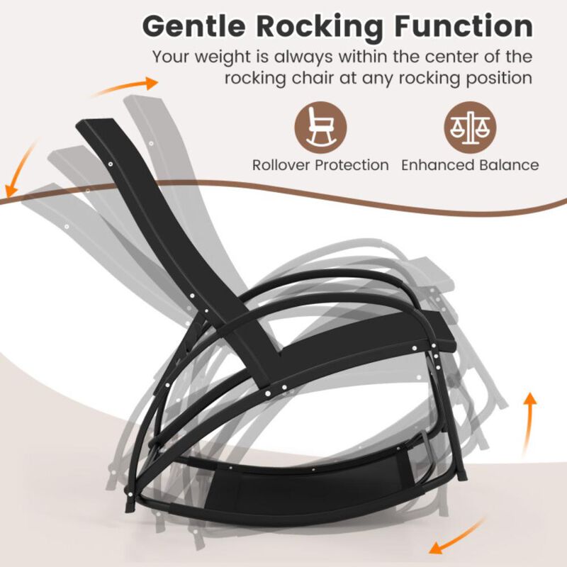 Hivvago 2-in-1 Outdoor Rocking Chair with 4-Position Adjustable Backrest for Patio Porch Poolside