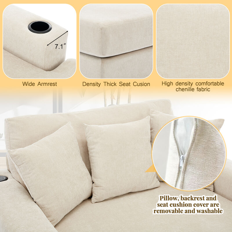 Merax Modern Chenille Chaise Lounge Sofa Couch