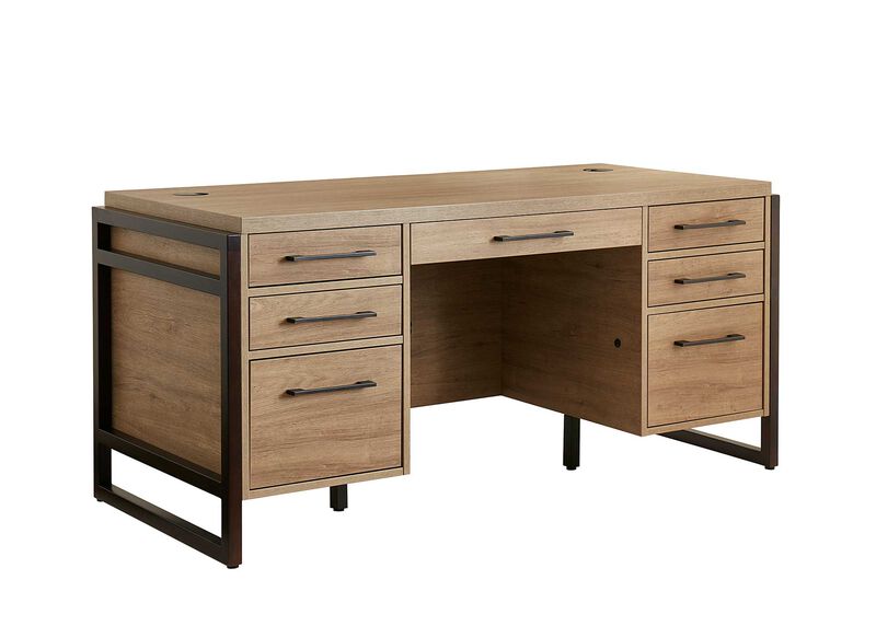 Mason 66" Double Pedestal Desk in Brown