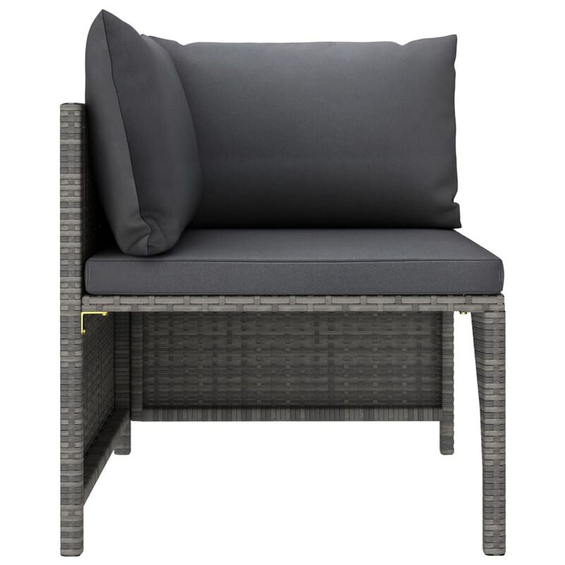 Outdoor 9pc Modular Lounge Sofa Set, Gray Cushions and Poly Rattan - Benzara