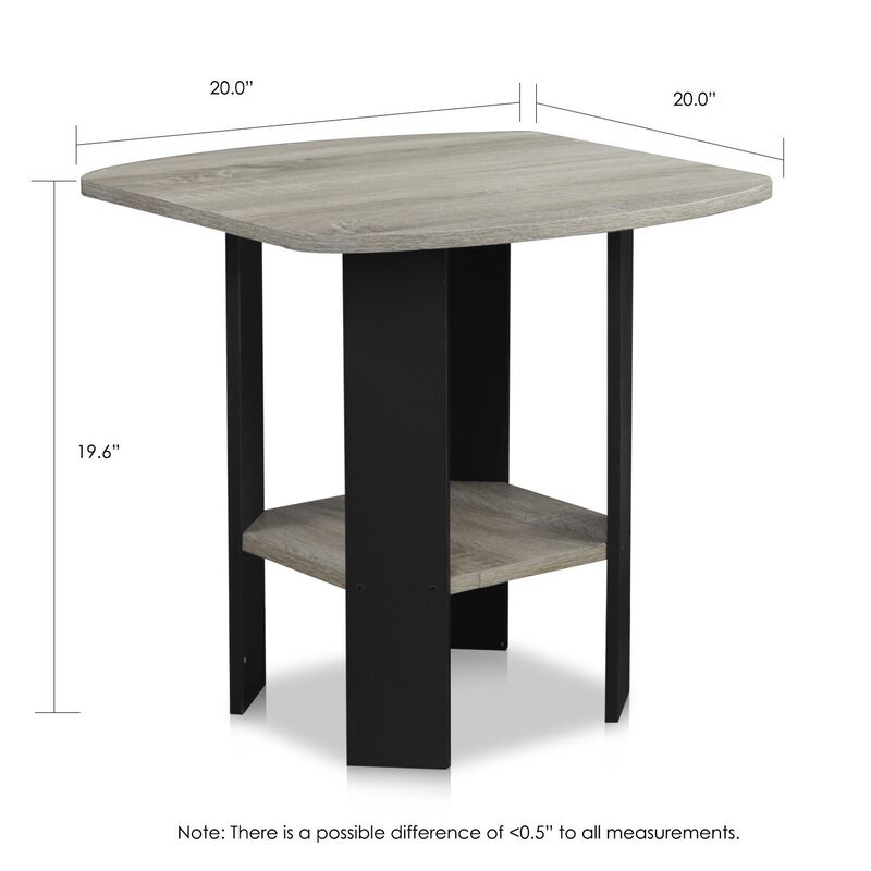 FURINNO Simple Design End Table, 2-Pack, French Oak Grey/Black