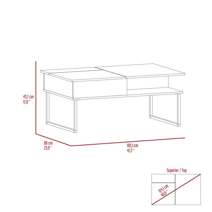 Armin Lift Top Coffee Table, One Shelf -Espresso / Onyx