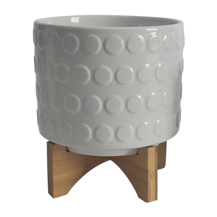 Planter On Wooden Stand, White Set