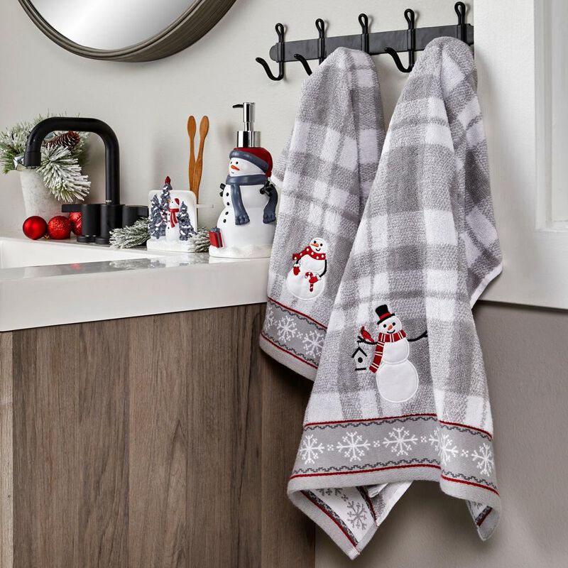 SKL Home By Saturday Knight Ltd Whistler Snowman Hand Towel - 2-Pack - 16X25", Gray