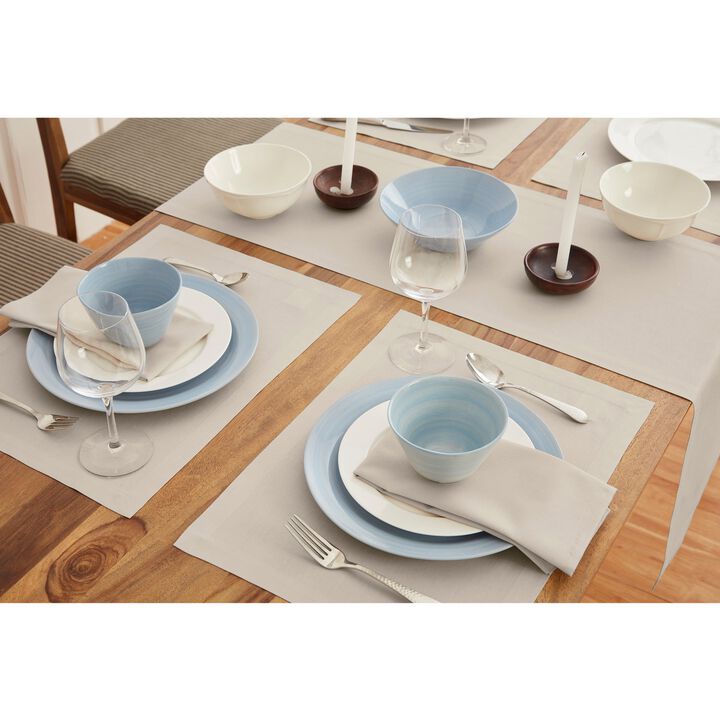 Solino Home Cotton Linen 14 x 19 Inch Placemats Set of 4 | Dru - Cotton Linen Plain