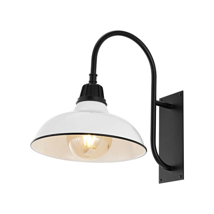 Stanley Farmhouse Industrial Indoor/Outdoor Iron LED Gooseneck Arm Outdoor Sconce