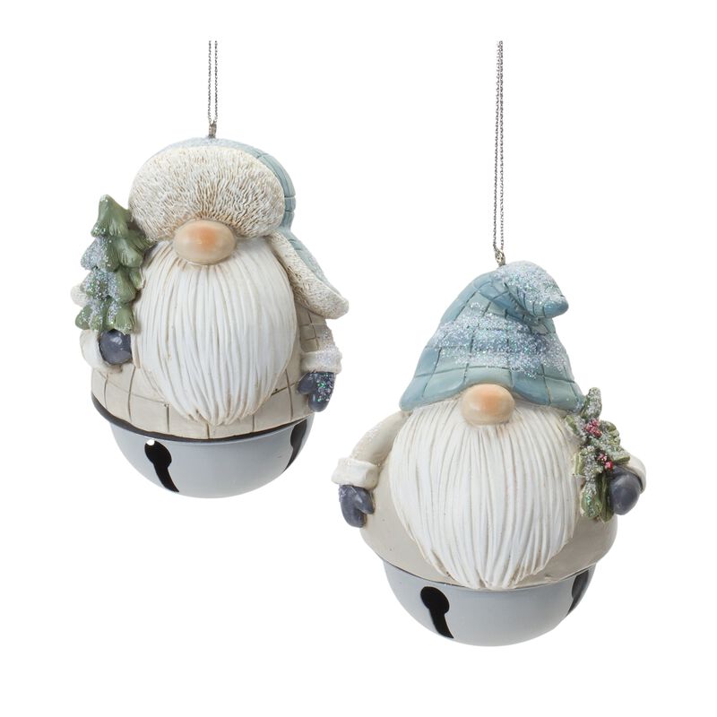 Gnome and Bell Christmas Ornaments for Holiday Tree Decoration (Set of 12)