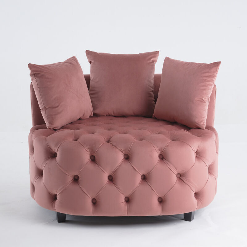 Accent Chair Classical Barrel Chair For Living Room Modern Leisure Sofa Chair (Pink)