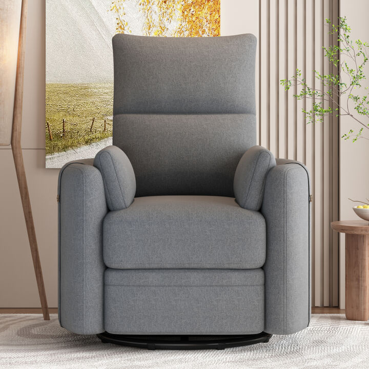 360 Degree Swivel Recliner with Removable Pillows, Dark Grey