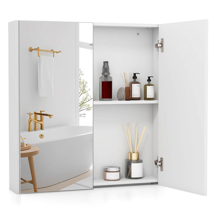 Costway 24.5" x 42.5" Bathroom Wall Cabinet with Double Mirrored Doors & Adjustable Shelf Costway 24.5" x 42.5" Bathroom Wall Cabinet with Double Mirrored Doors & Adjustable Shelf