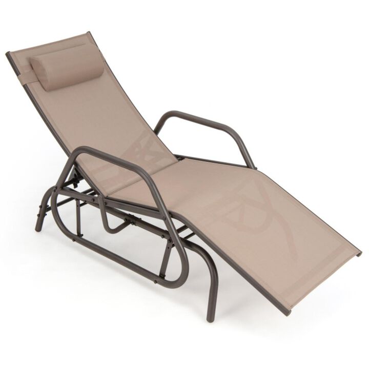 Hivvago Outdoor Chaise Lounge Glider Chair with Armrests and Pillow