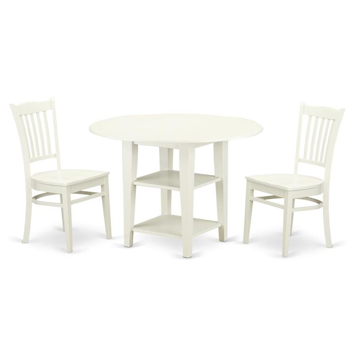 East West Furniture Dining Room Set Linen White, SUGR3-LWH-W