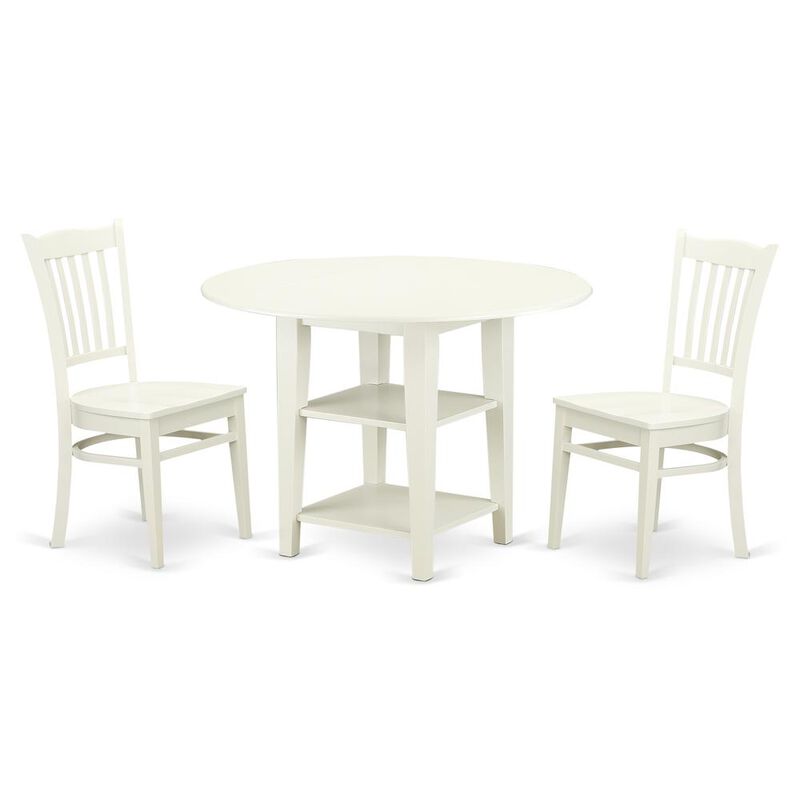 East West Furniture Dining Room Set Linen White, SUGR3-LWH-W